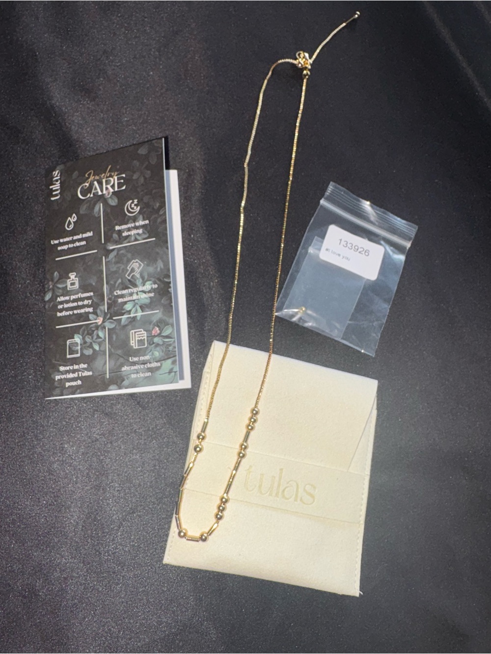 Tula Gold Morse Code Necklace- “I Love You”
